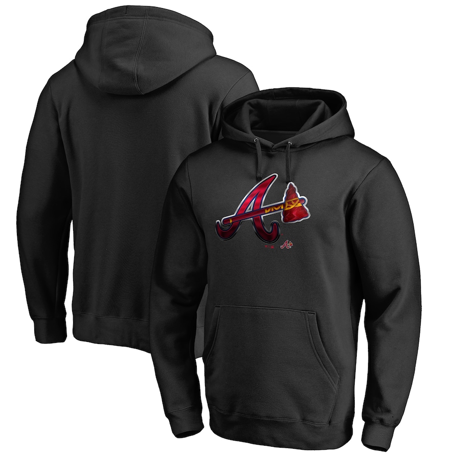 Men's Atlanta Braves Black Midnight Mascot Pullover Hoodie
