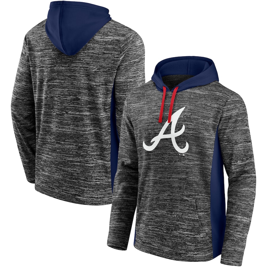 Men's Atlanta Braves Gray/Navy Instant Replay Color Block Pullover Hoodie Men's Atlanta Braves Gray/Navy Instant Replay Color Block Pullover Hoodie
