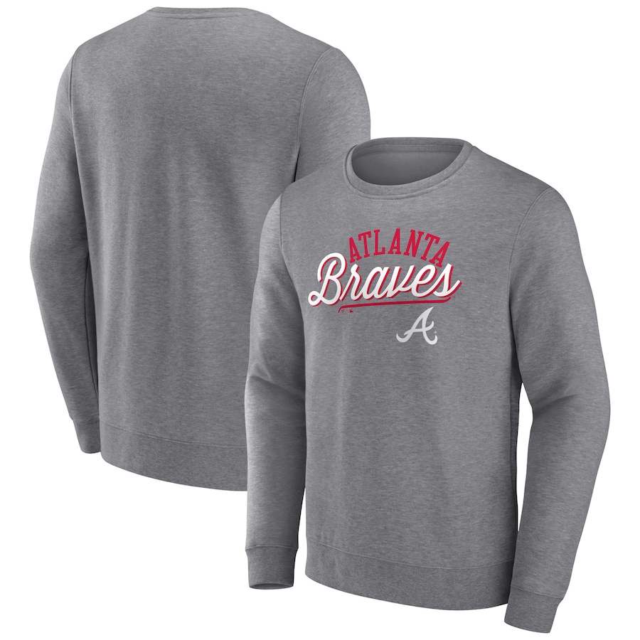 Men's Atlanta Braves Heather Gray Simplicity Pullover Sweatshirt Men's Atlanta Braves Heather Gray Simplicity Pullover Sweatshirt