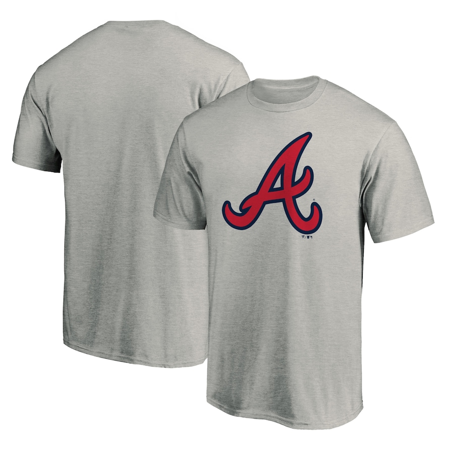 Men's Atlanta Braves Heathered Gray Official Team Logo T-Shirt Men's Atlanta Braves Heathered Gray Official Team Logo T-Shirt