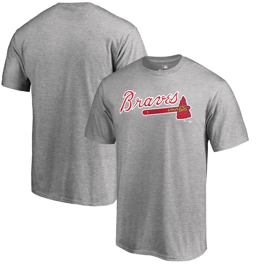 Men's Atlanta Braves Heathered Gray Team Wordmark T-Shirt Men's Atlanta Braves Heathered Gray Team Wordmark T-Shirt