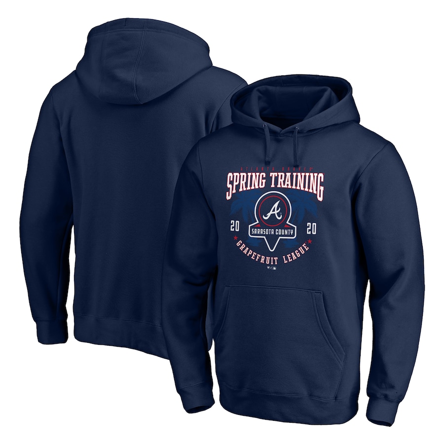 Men's Atlanta Braves Navy 2020 Spring Training Pick Off Move Pullover Hoodie Men's Atlanta Braves Navy 2020 Spring Training Pick Off Move Pullover Hoodie