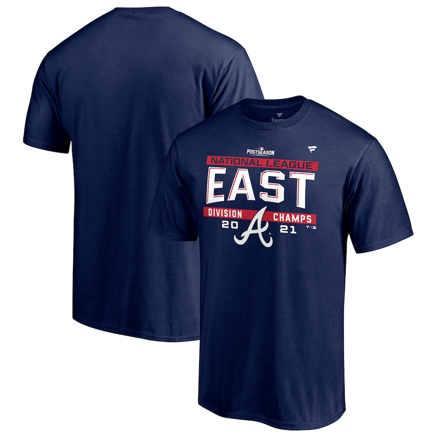 Men's Atlanta Braves Navy 2021 NL East Division Champions Locker Room T-Shirt Men's Atlanta Braves Navy 2021 NL East Division Champions Locker Room T-Shirt