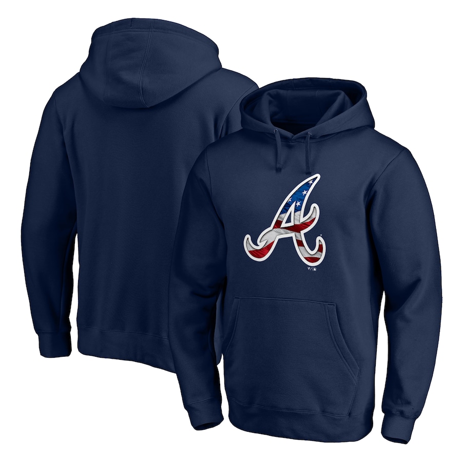 Men's Atlanta Braves Navy Banner Wave Pullover Hoodie Men's Atlanta Braves Navy Banner Wave Pullover Hoodie