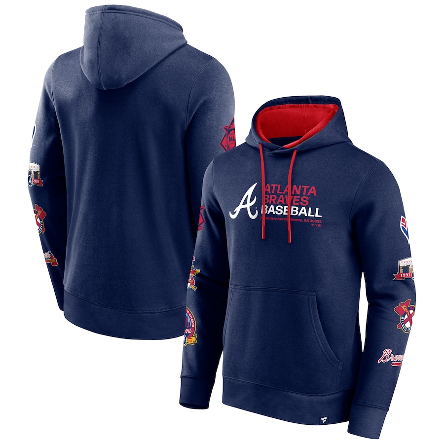 Men's Atlanta Braves Navy Extra Innings Pullover Hoodie Men's Atlanta Braves Navy Extra Innings Pullover Hoodie