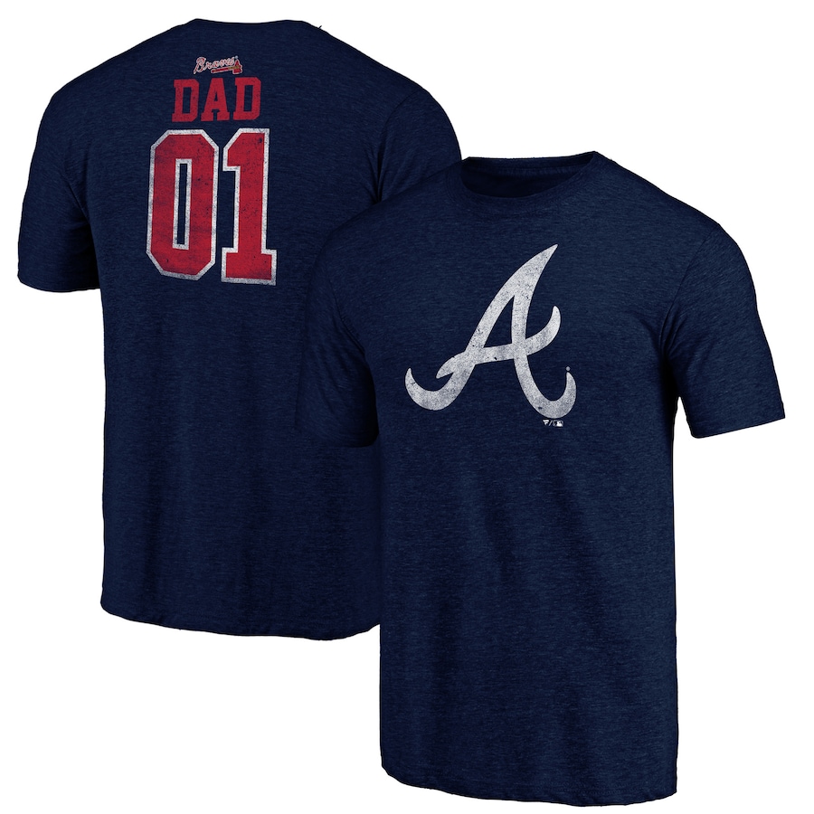 Men's Atlanta Braves Navy Greatest Dad Tri-Blend T-Shirt