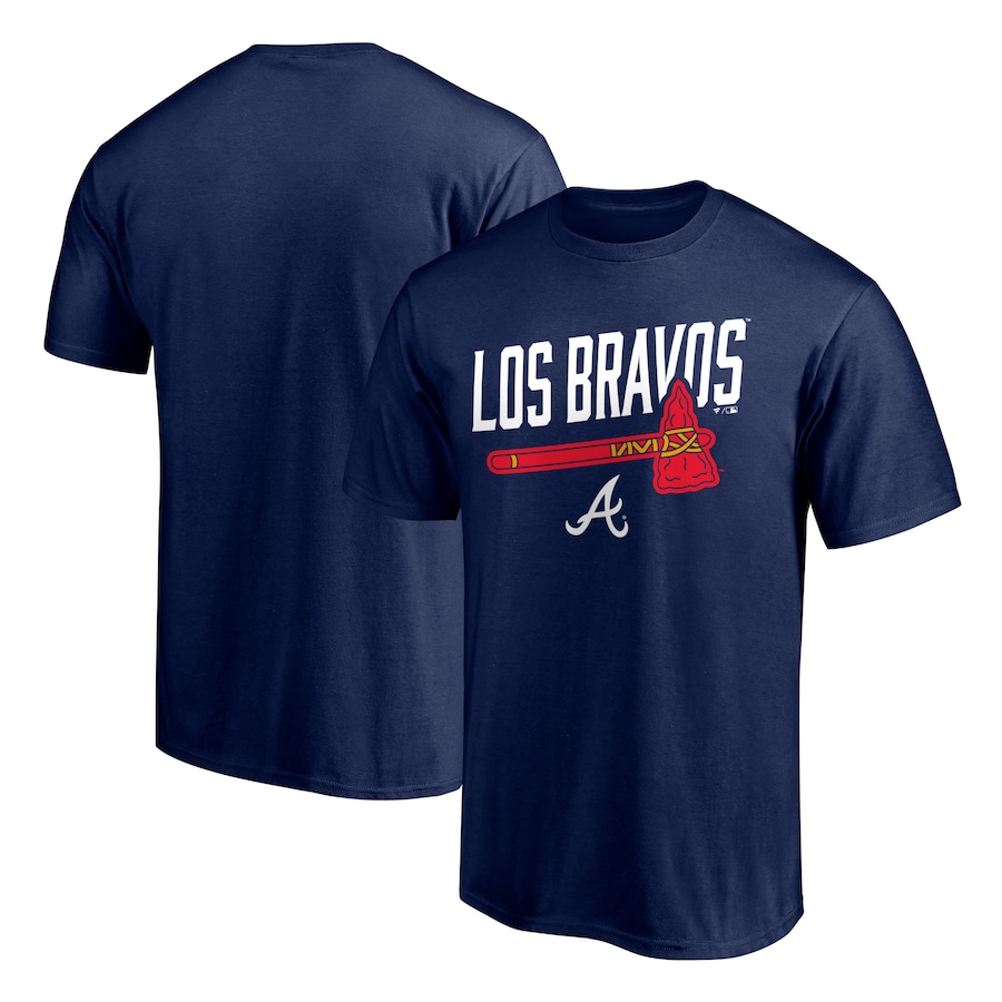 Men's Atlanta Braves Navy Long Ball Los Bravos T-Shirt Men's Atlanta Braves Navy Long Ball Los Bravos T-Shirt
