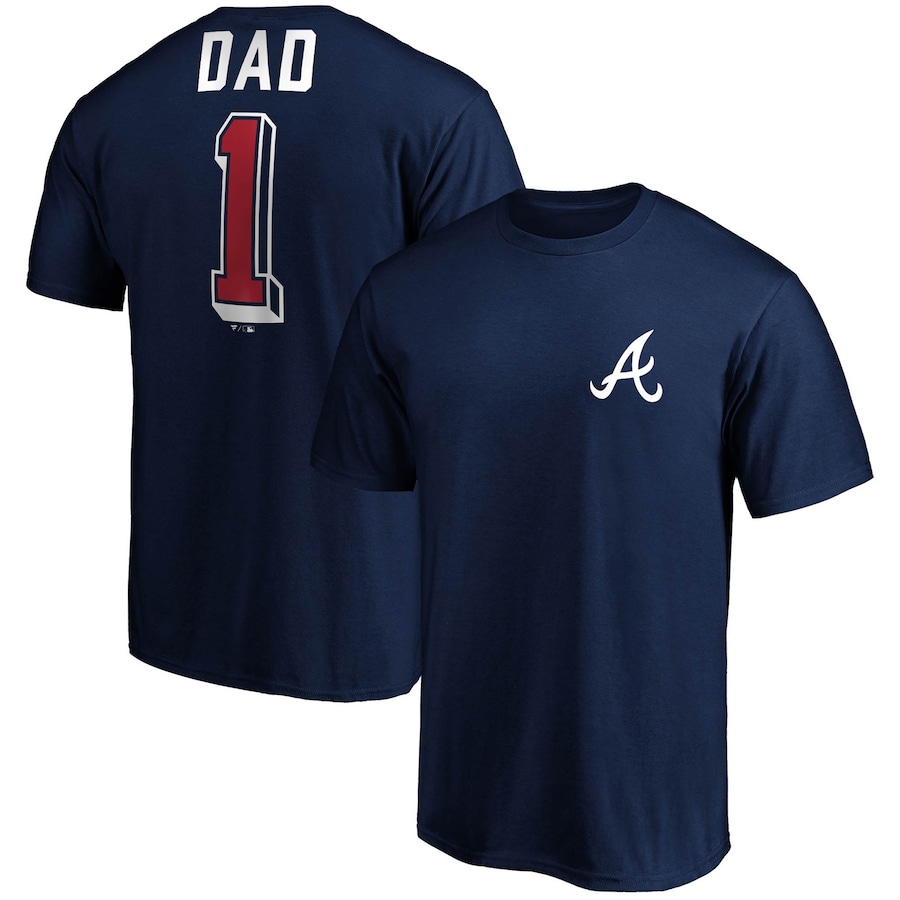 Men's Atlanta Braves Navy Number One Dad Team T-Shirt