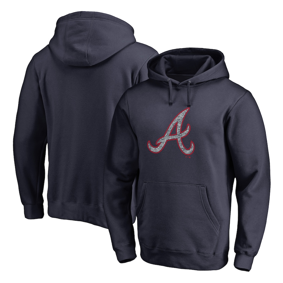 Men's Atlanta Braves Navy Static Logo Pullover Hoodie Men's Atlanta Braves Navy Static Logo Pullover Hoodie