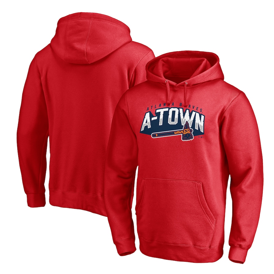 Men's Atlanta Braves Red Hometown A-Town Fitted Pullover Hoodie Men's Atlanta Braves Red Hometown A-Town Fitted Pullover Hoodie