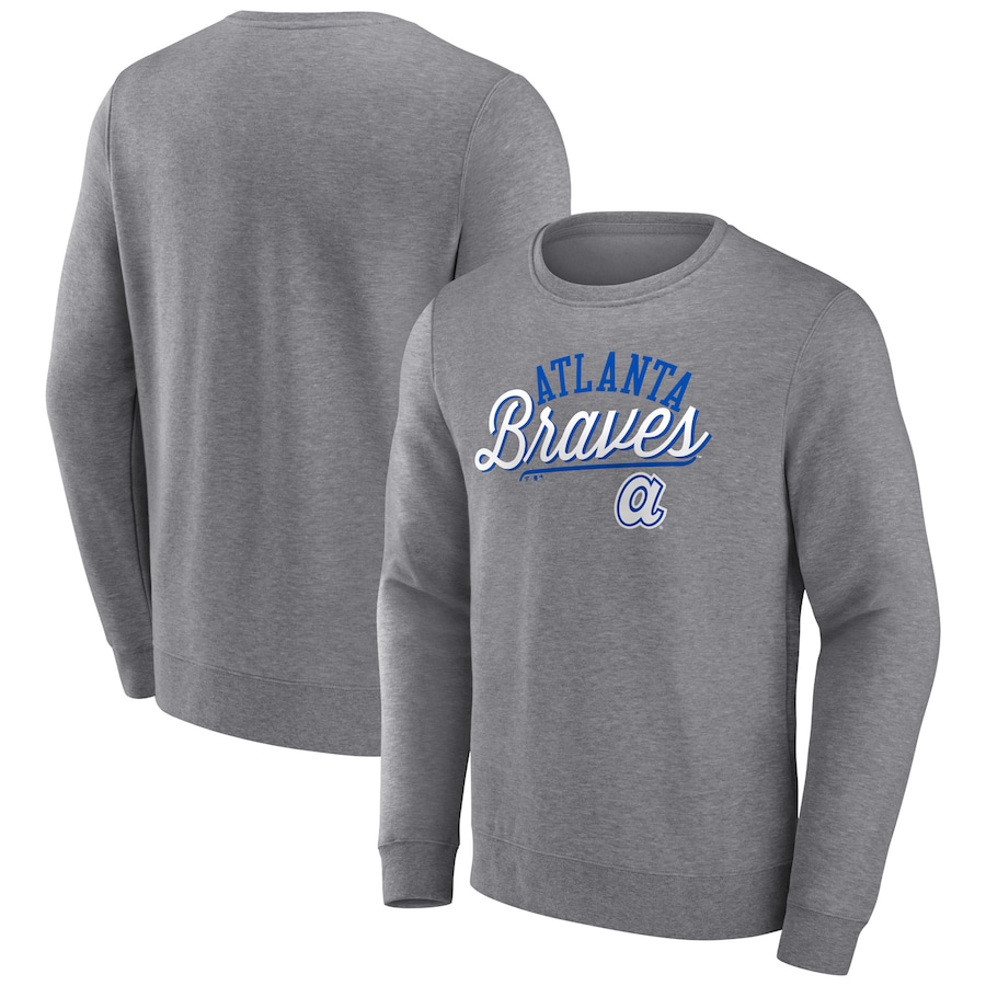 Men's Atlanta Braves Heather Gray Simplicity Pullover Sweatshirt Men's Atlanta Braves Heather Gray Simplicity Pullover Sweatshirt