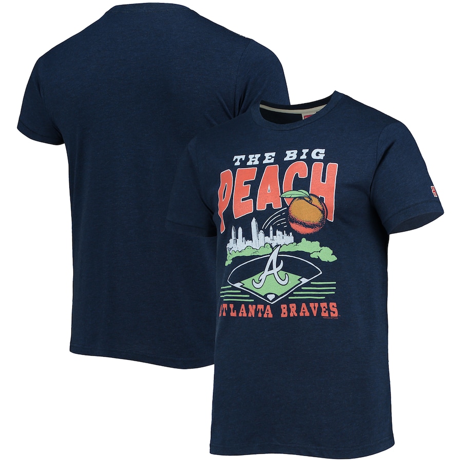 Men's Atlanta Braves Homage Navy Hyper Local Tri-Blend T-Shirt