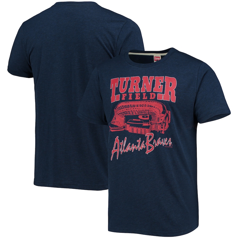 Men's Atlanta Braves Homage Navy Stadium Tri-Blend T-Shirt