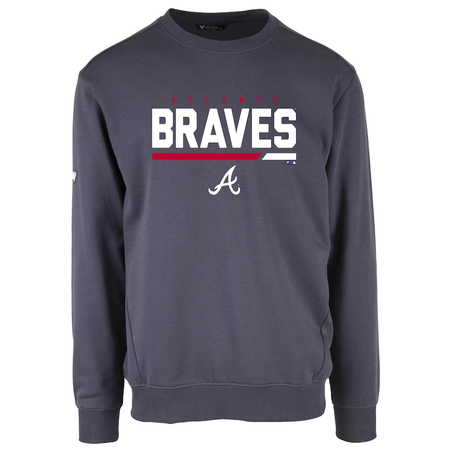 Men's Atlanta Braves Levelwear Navy Zane Fleece Pullover Sweatshirt
