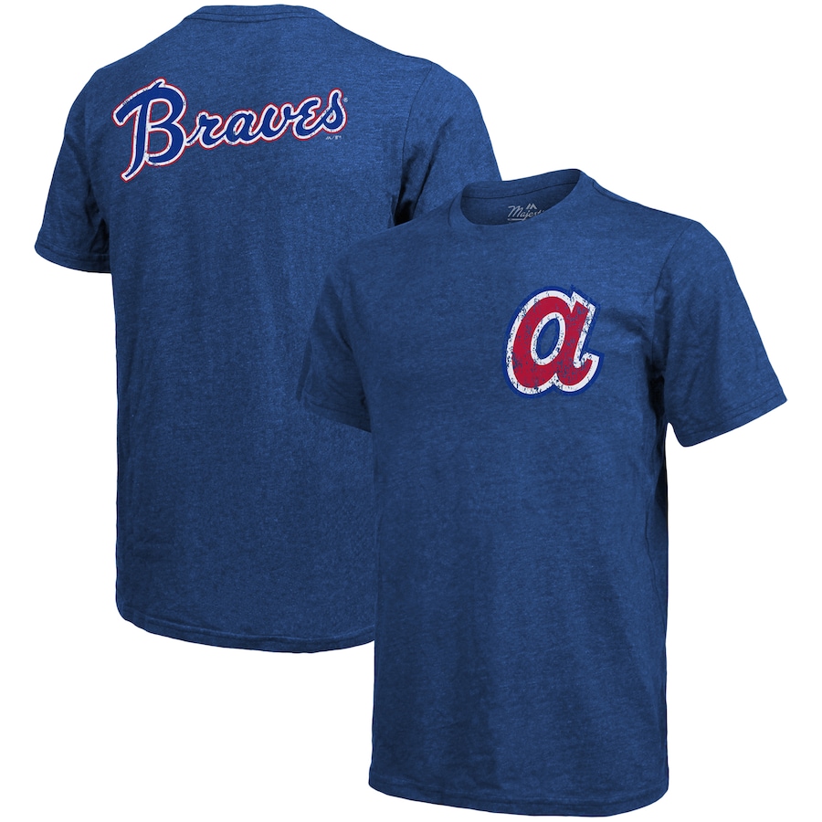 Men's Atlanta Braves Majestic Threads Royal Throwback Logo Tri-Blend T-Shirt Men's Atlanta Braves Majestic Threads Royal Throwback Logo Tri-Blend T-Shirt