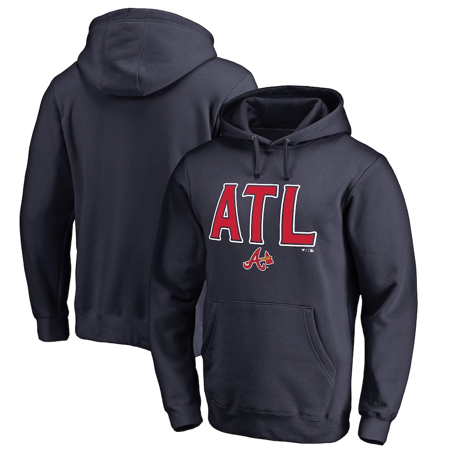 Men's Atlanta Braves Navy ATL Hometown Pullover Hoodie Men's Atlanta Braves Navy ATL Hometown Pullover Hoodie