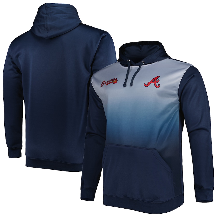 Men's Atlanta Braves Navy Fade Sublimated Fleece Pullover Hoodie Men's Atlanta Braves Navy Fade Sublimated Fleece Pullover Hoodie