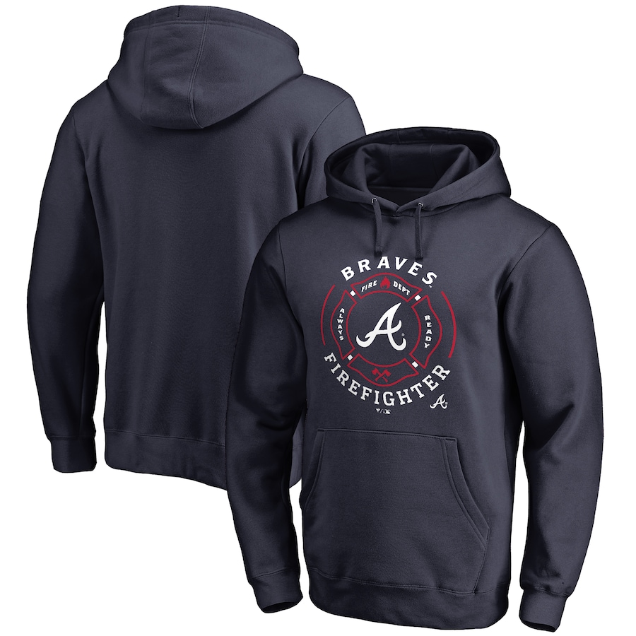 Men's Atlanta Braves Navy Firefighter Pullover Hoodie Men's Atlanta Braves Navy Firefighter Pullover Hoodie