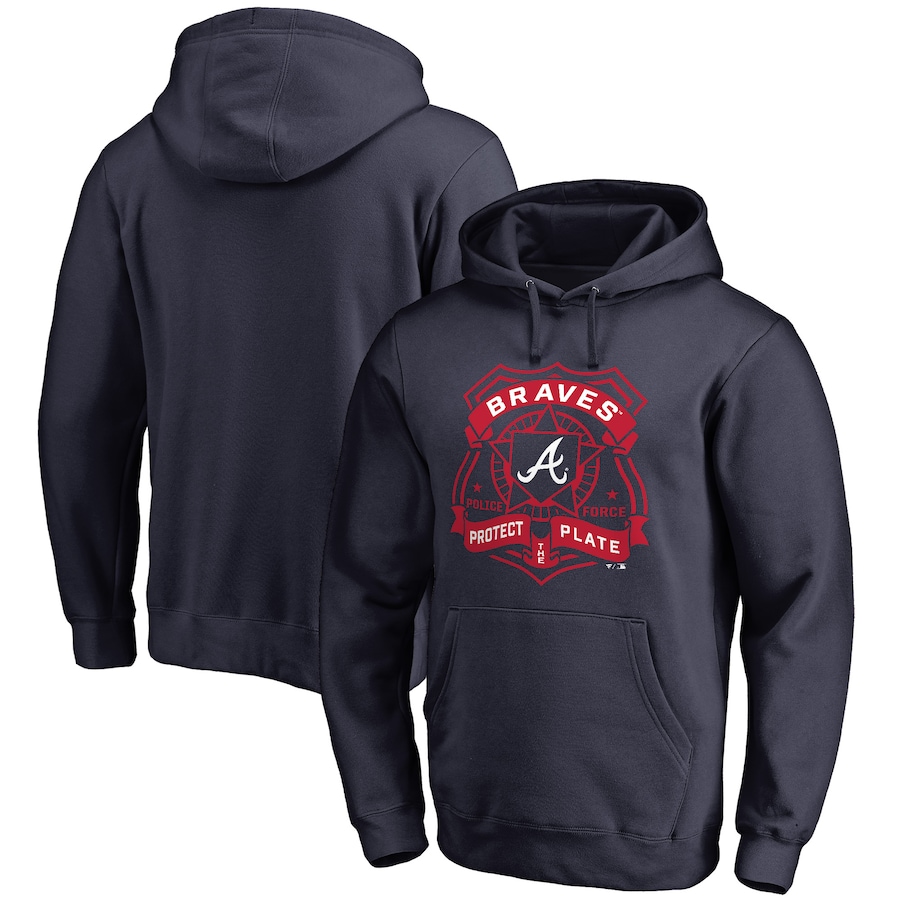 Men's Atlanta Braves Navy Police Badge Pullover Hoodie Men's Atlanta Braves Navy Police Badge Pullover Hoodie