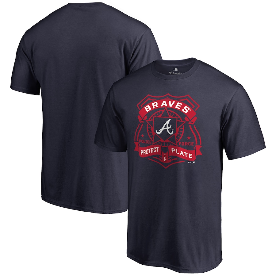 Men's Atlanta Braves Navy Police Badge T-Shirt