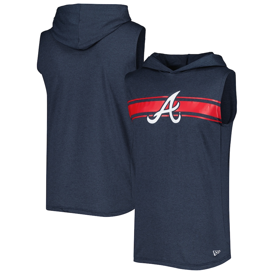 Men's Atlanta Braves New Era Navy Sleeveless Pullover Hoodie