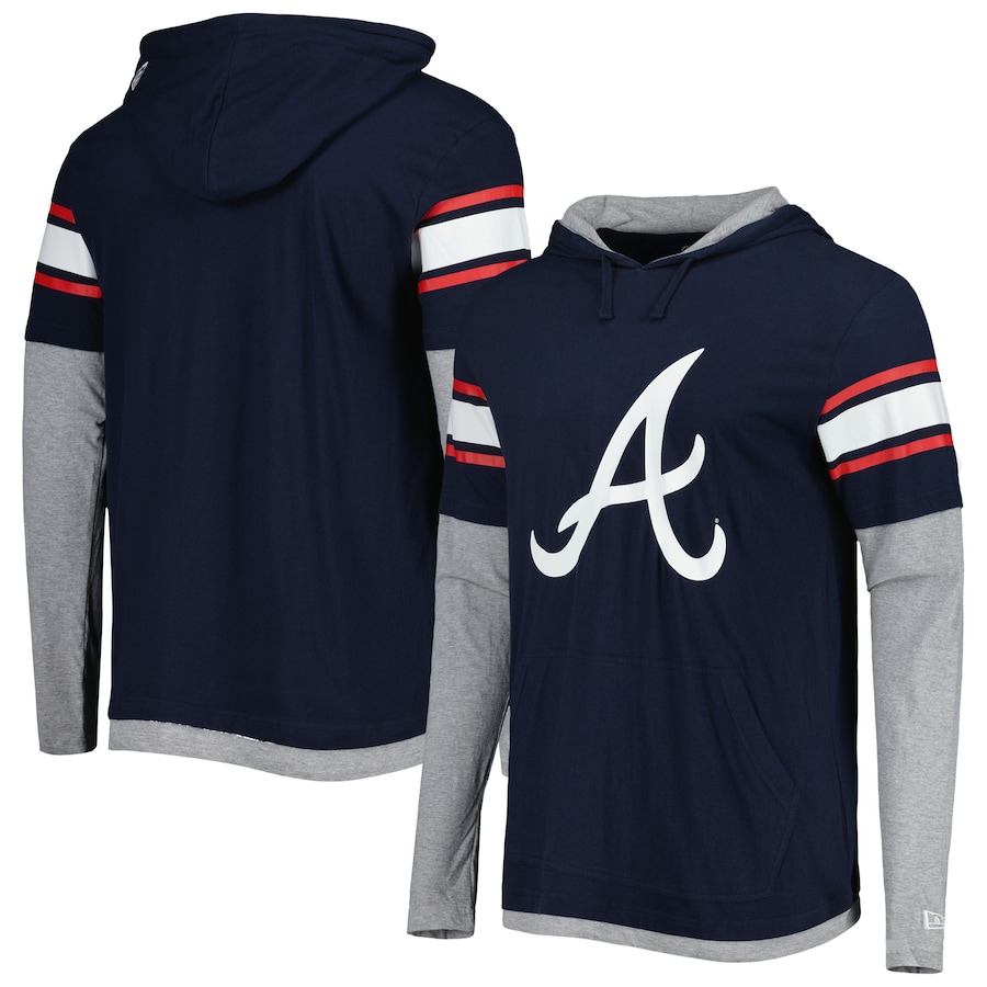 Men's Atlanta Braves New Era Navy Twofer Pullover Hoodie