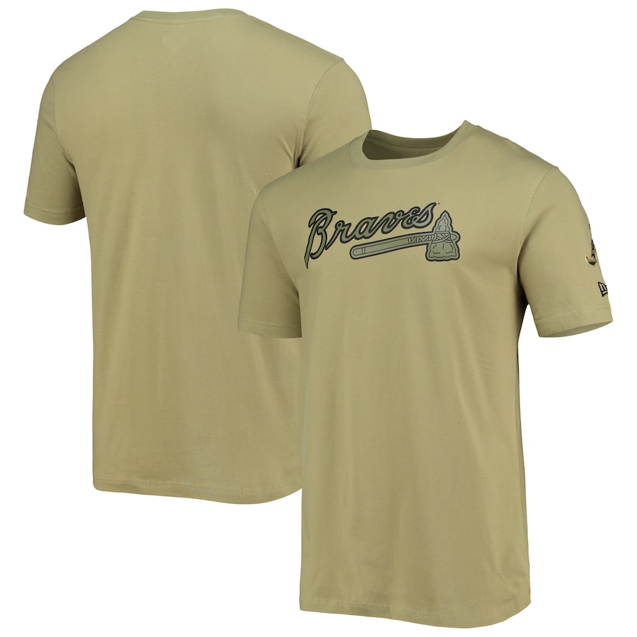 Men's Atlanta Braves New Era Olive Brushed Armed Forces T-Shirt