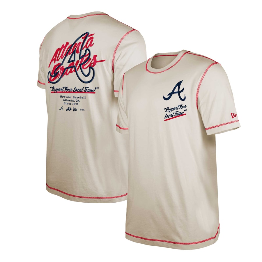 Men's Atlanta Braves New Era White Team Split T-Shirt Men's Atlanta Braves New Era White Team Split T-Shirt