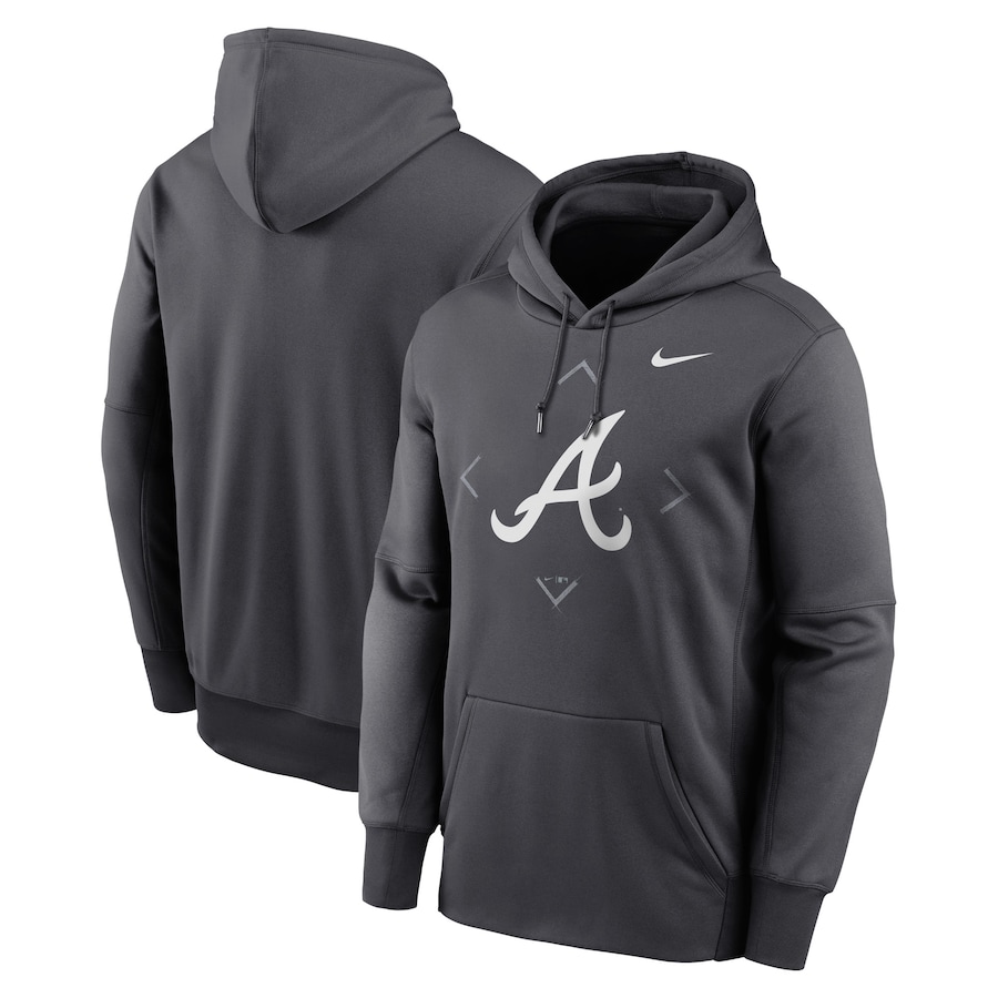 Men's Atlanta Braves Nike Anthracite Bracket Icon Performance Pullover Hoodie