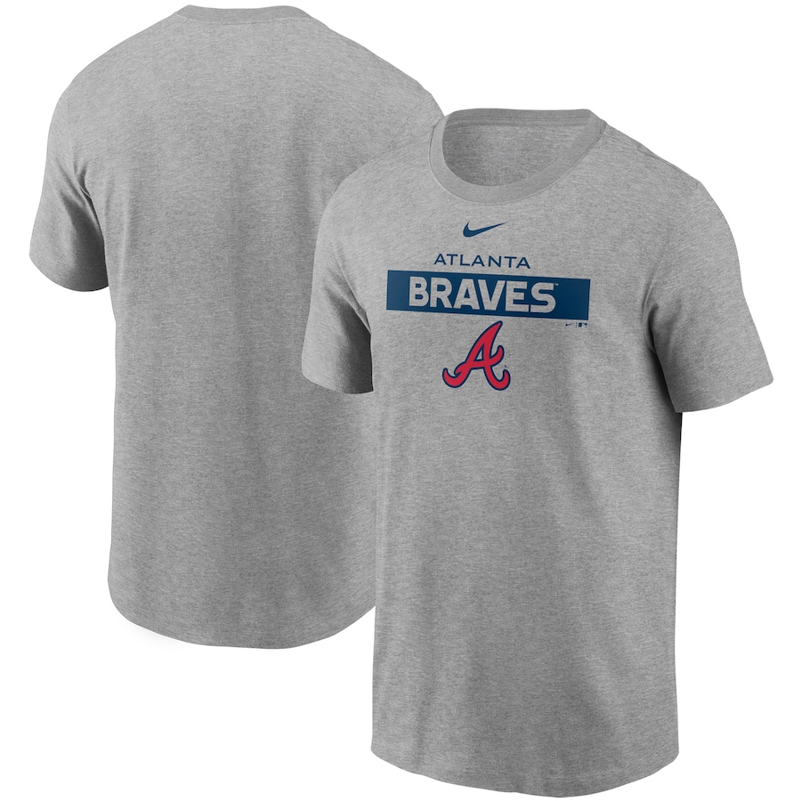 Men's Atlanta Braves Nike Heather Gray Team T-Shirt Men's Atlanta Braves Nike Heather Gray Team T-Shirt