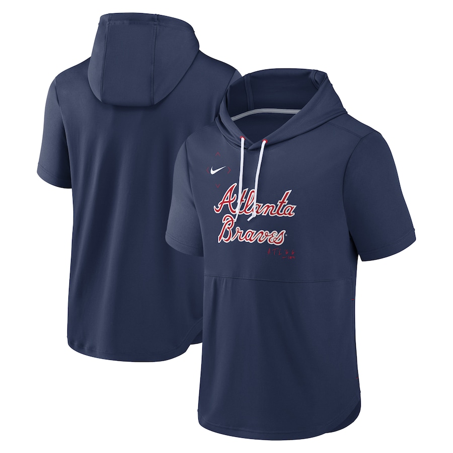 Men's Atlanta Braves Nike Navy Springer Short Sleeve Team Pullover Hoodie