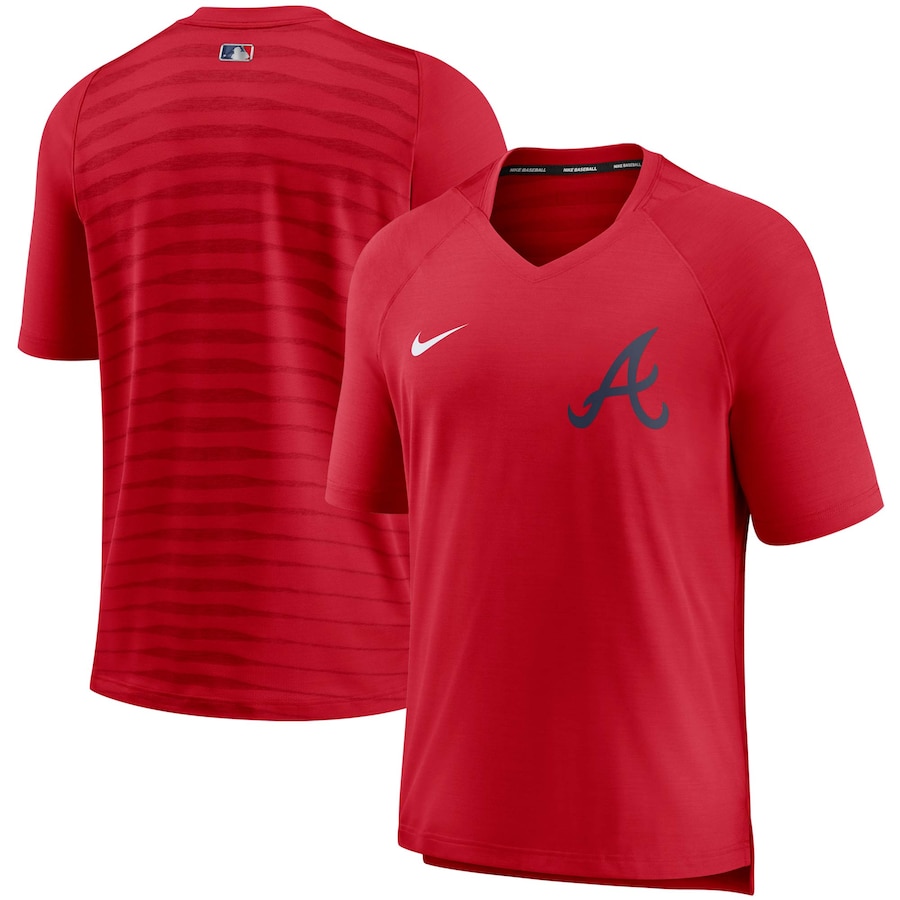 Men's Atlanta Braves Nike Red Authentic Collection Pregame Performance V-Neck T-Shirt Men's Atlanta Braves Nike Red Authentic Collection Pregame Performance V-Neck T-Shirt