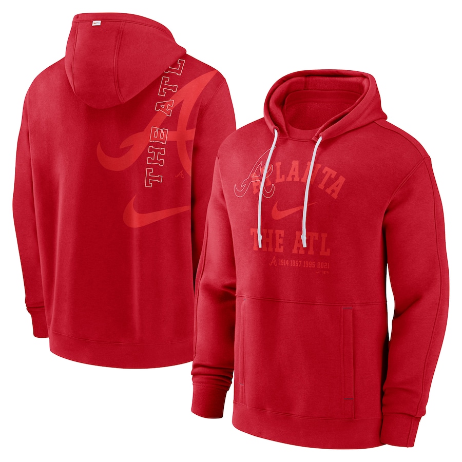 Men's Atlanta Braves Nike Red Statement Ball Game Pullover Hoodie Men's Atlanta Braves Nike Red Statement Ball Game Pullover Hoodie