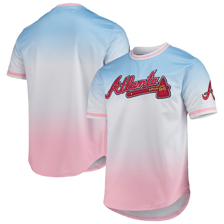 Men's Atlanta Braves Pro Standard Blue/Pink Ombre T-Shirt Men's Atlanta Braves Pro Standard Blue/Pink Ombre T-Shirt