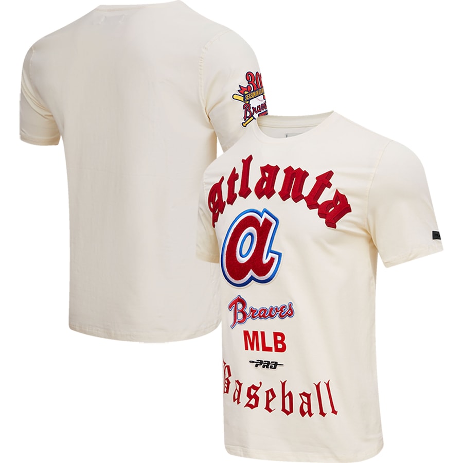 Men's Atlanta Braves Pro Standard Cream Cooperstown Collection Old English T-Shirt Men's Atlanta Braves Pro Standard Cream Cooperstown Collection Old English T-Shirt