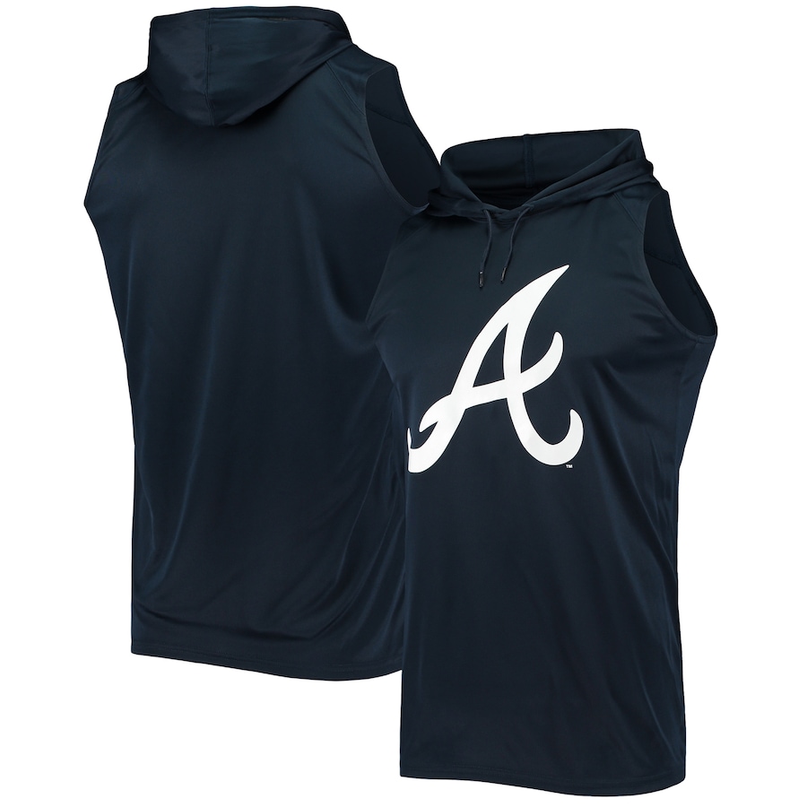 Men's Atlanta Braves Stitches Navy Sleeveless Pullover Hoodie