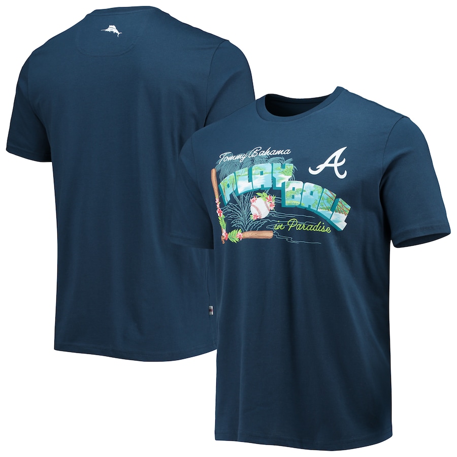 Men's Atlanta Braves Tommy Bahama Navy Play Ball T-Shirt