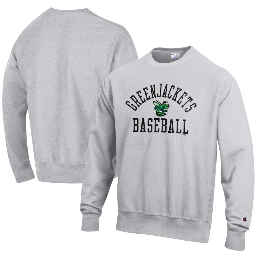 Men's Augusta GreenJackets Champion Gray Baseball Reverse Weave Pullover Sweatshirt Men's Augusta GreenJackets Champion Gray Baseball Reverse Weave Pullover Sweatshirt