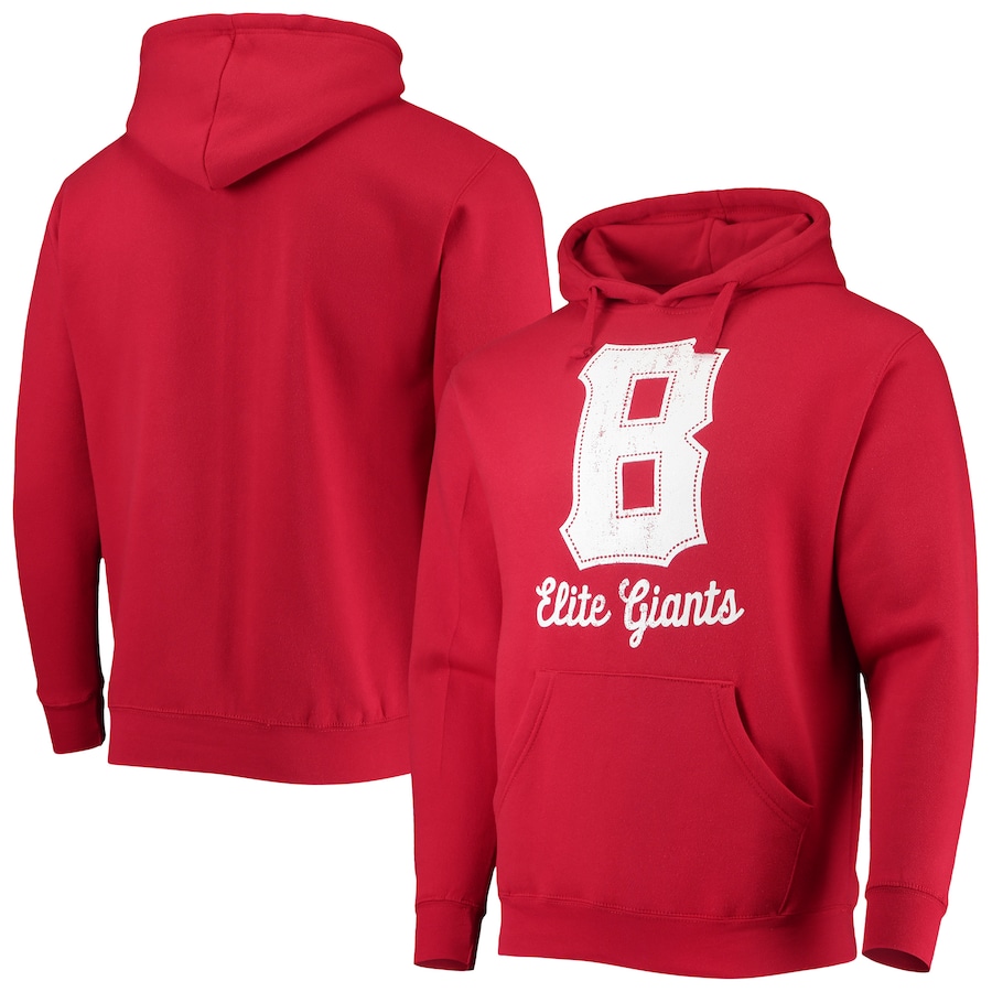 Men's Baltimore Elite Giants Stitches Red Negro League Logo Pullover Hoodie Men's Baltimore Elite Giants Stitches Red Negro League Logo Pullover Hoodie