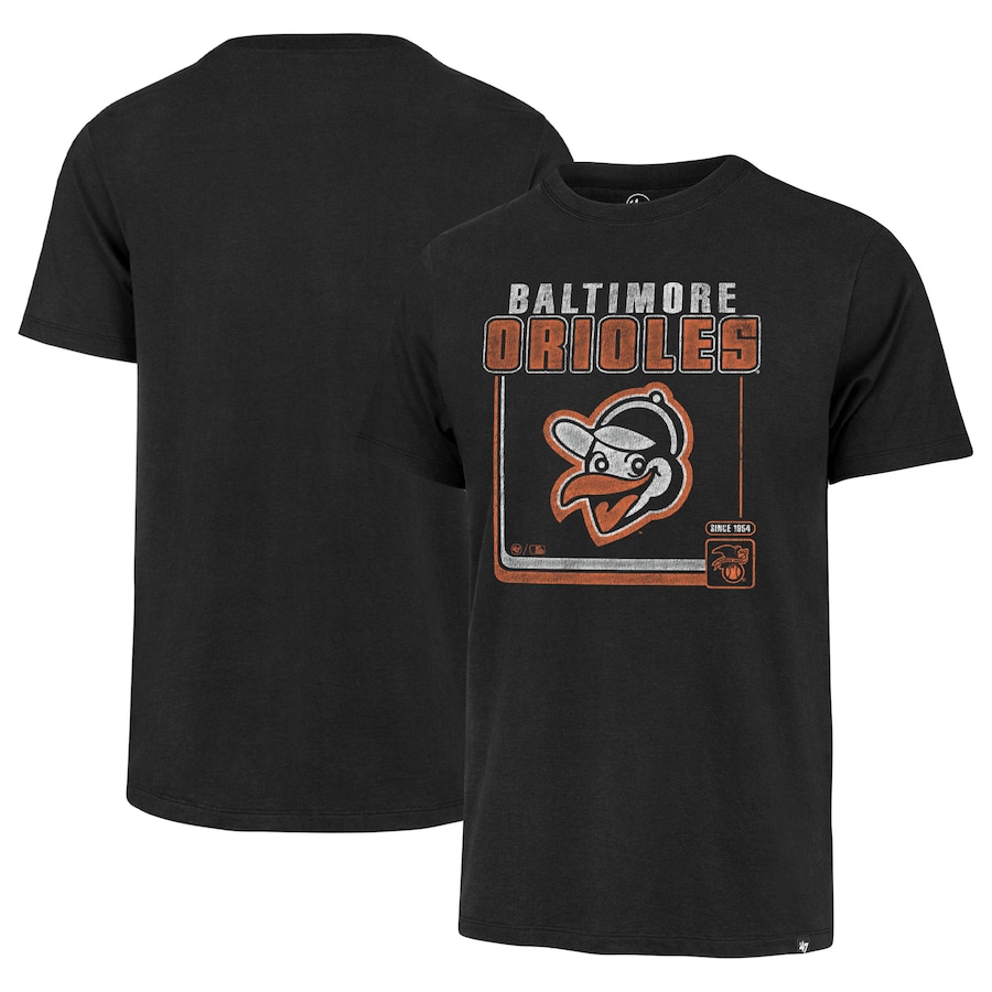 Men's Baltimore Orioles '47 Black Borderline Franklin T-shirt Men's Baltimore Orioles '47 Black Borderline Franklin T-shirt
