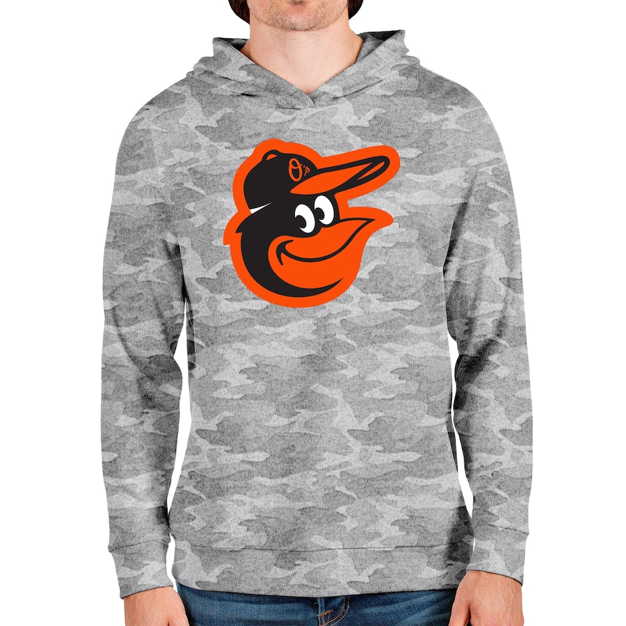 Men's Baltimore Orioles Antigua Camo Team Logo Absolute Pullover Hoodie Men's Baltimore Orioles Antigua Camo Team Logo Absolute Pullover Hoodie