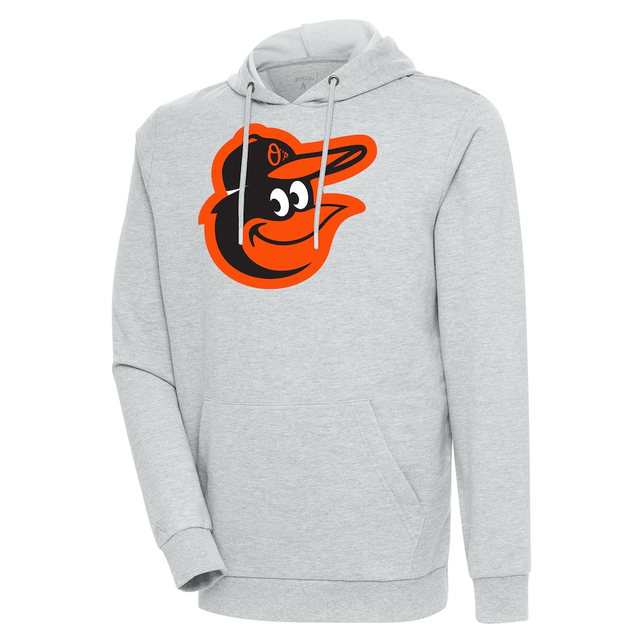 Men's Baltimore Orioles Antigua Heather Gray Action Pullover Hoodie