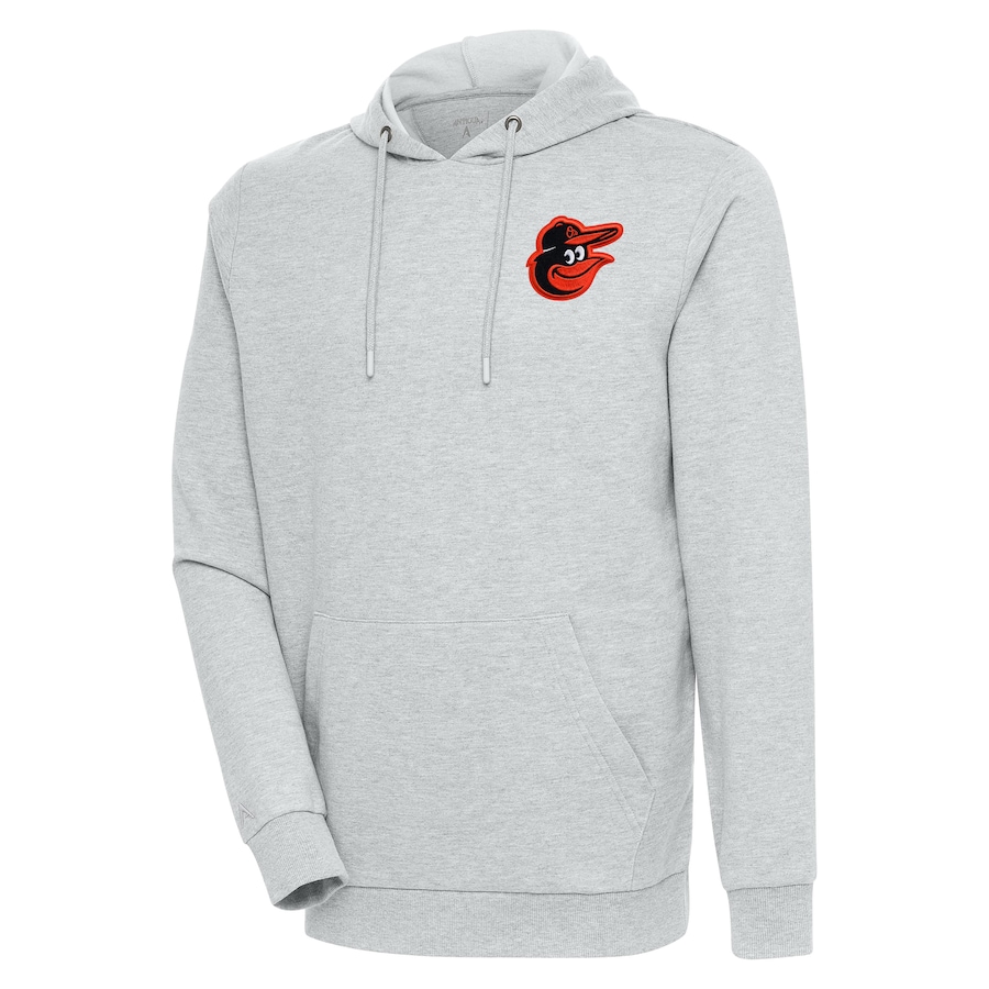 Men's Baltimore Orioles Antigua Heather Gray Action Pullover Hoodie