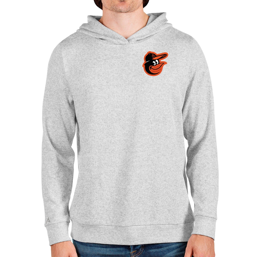 Men's Baltimore Orioles Antigua Heathered Gray Absolute Pullover Hoodie Men's Baltimore Orioles Antigua Heathered Gray Absolute Pullover Hoodie