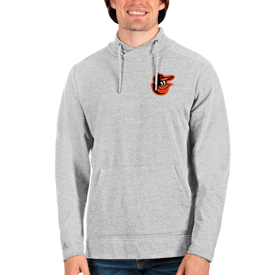 Men's Baltimore Orioles Antigua Heathered Gray Team Reward Pullover Sweatshirt Men's Baltimore Orioles Antigua Heathered Gray Team Reward Pullover Sweatshirt