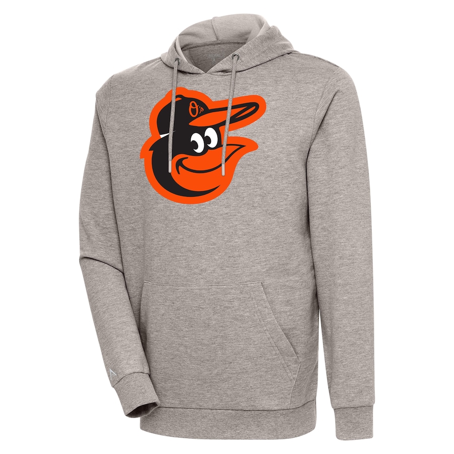 Men's Baltimore Orioles Antigua Oatmeal Action Pullover Hoodie