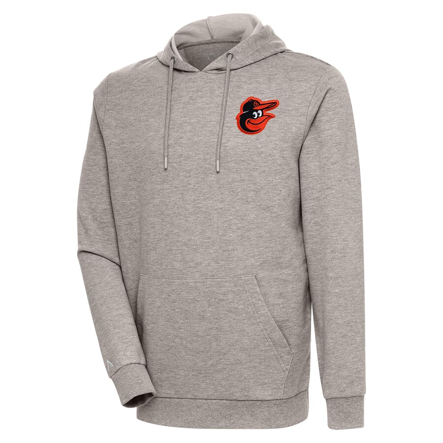 Men's Baltimore Orioles Antigua Oatmeal Action Pullover Hoodie