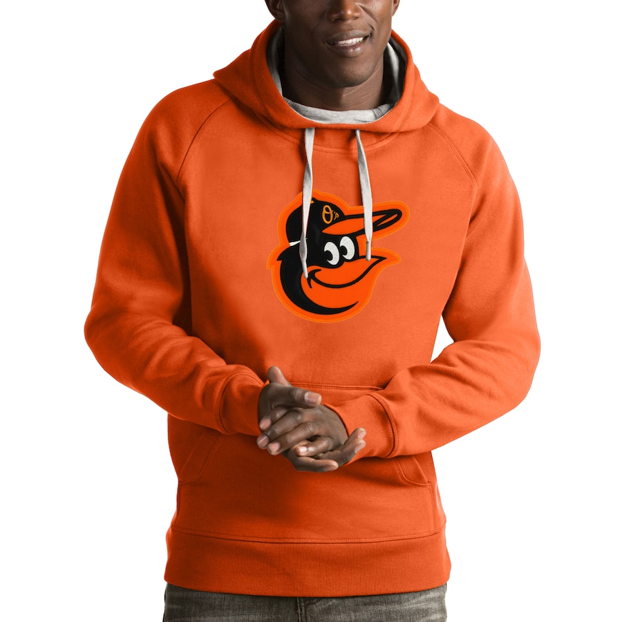 Men's Baltimore Orioles Antigua Orange Victory Pullover Hoodie