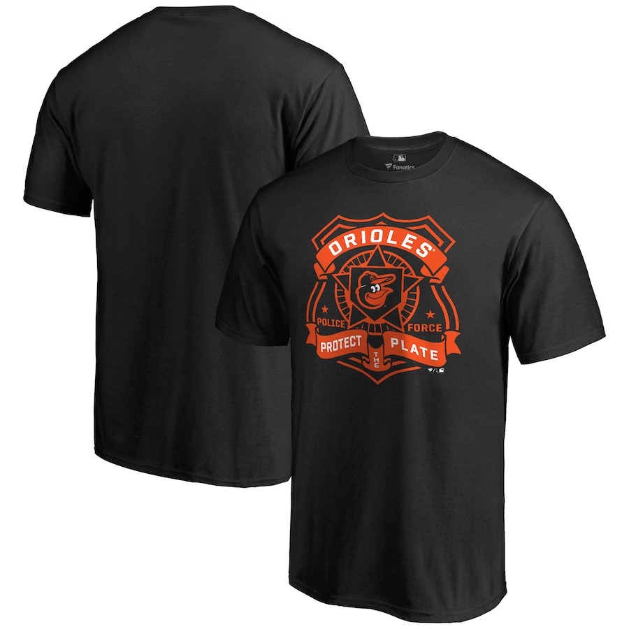 Men's Baltimore Orioles Black Police Badge T-Shirt Men's Baltimore Orioles Black Police Badge T-Shirt