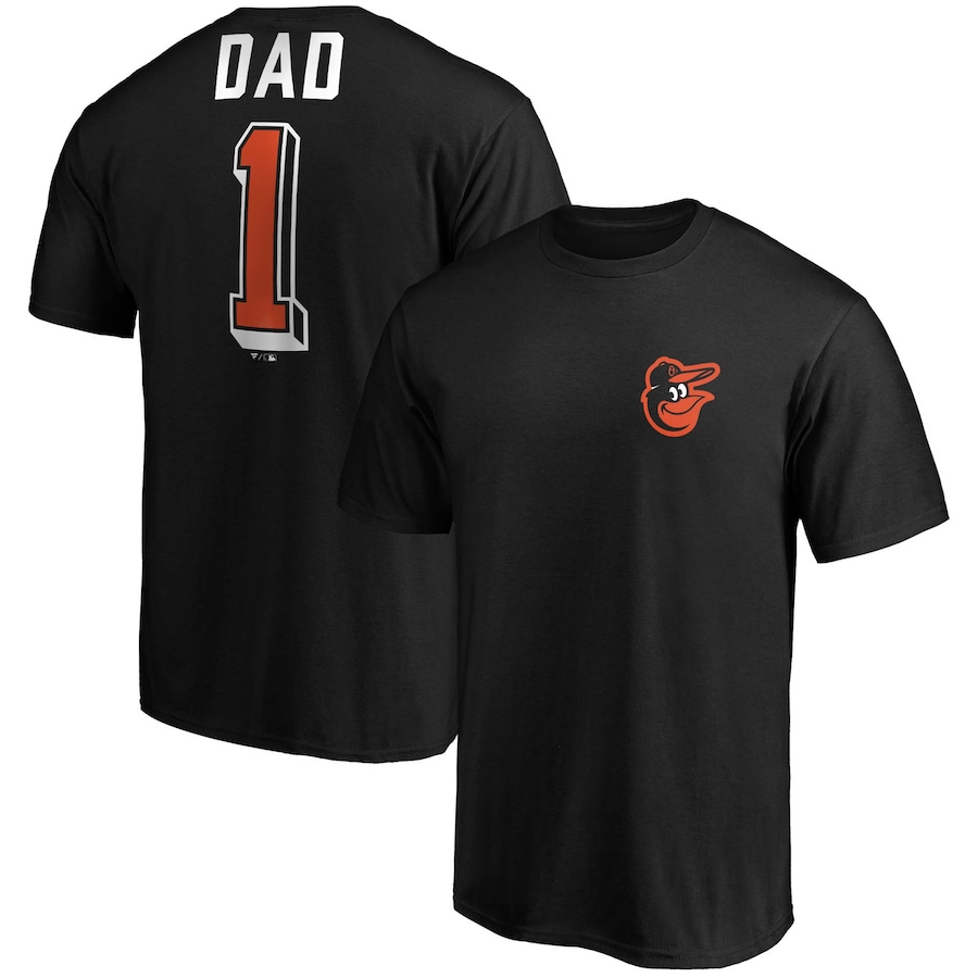 Men's Baltimore Orioles Black Number One Dad Team T-Shirt Men's Baltimore Orioles Black Number One Dad Team T-Shirt